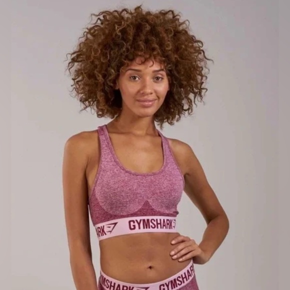 Gymshark Women's Heathered Pink Sports Bra - Picture 1 of 6